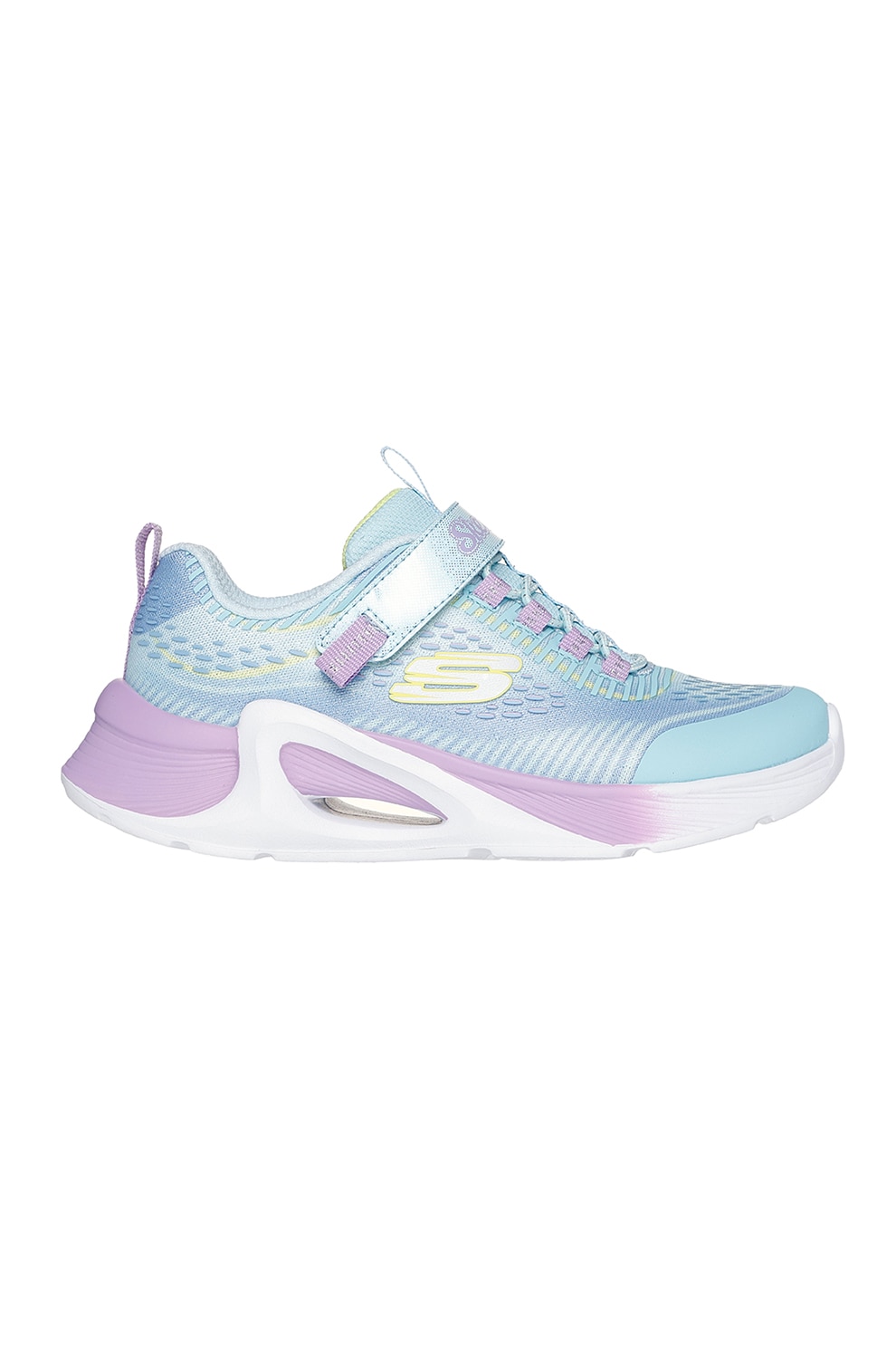 Skechers, Pantofi sport Tide Tech cu velcro si segmente din material sintetic, Lila, Albastru glaciar, 31 EU