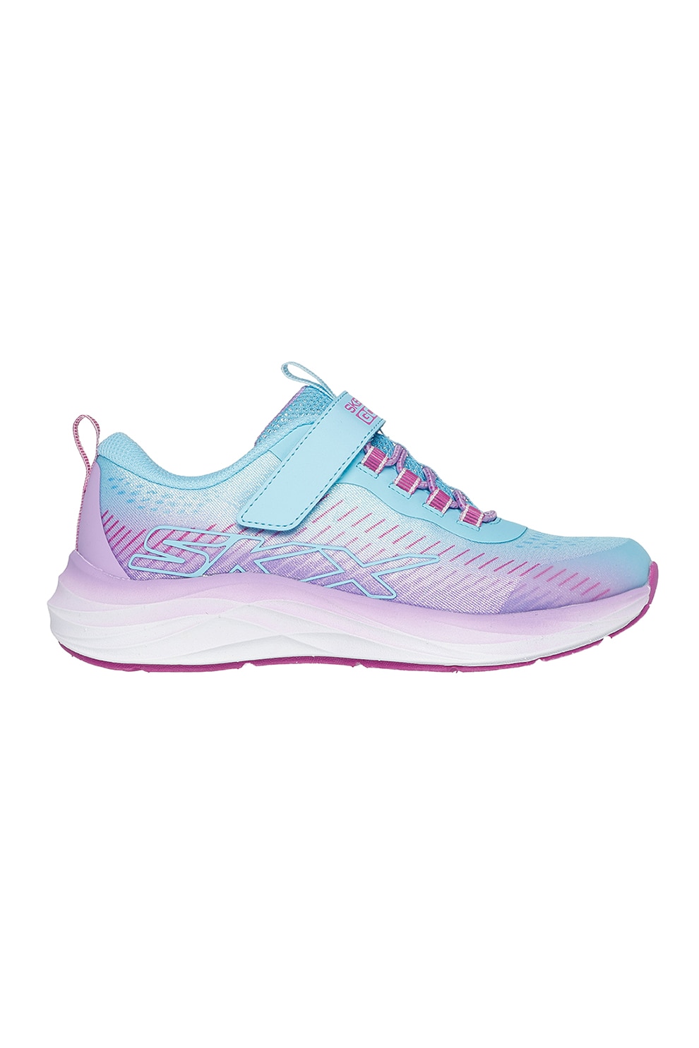 Skechers, Pantofi sport low-cut cu velcro, Lila, Albastru glaciar, 30 EU