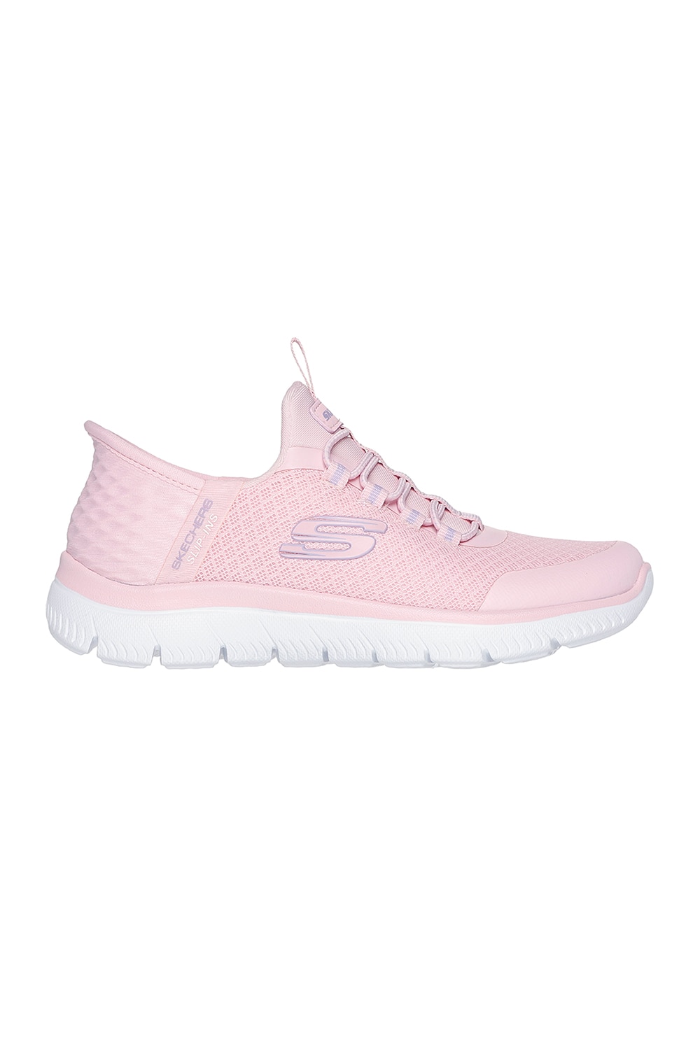 Skechers, Pantofi sport slip-ins din plasa cu segmente din material sintetic, Roz deschis, 29 EU