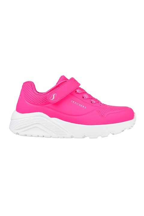Skechers, Uno Lite műbőr sneaker tépőzárral, Élénk rózsaszín