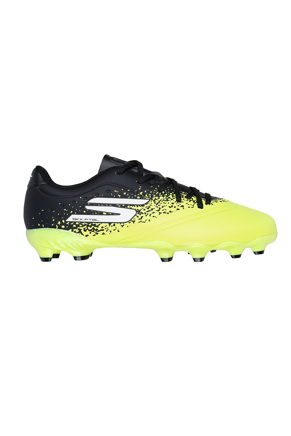 Skechers, Pantofi cu logo si crampoane, pentru fotbal Razor 1.5 Jr, Negru, Galben neon, 34 EU