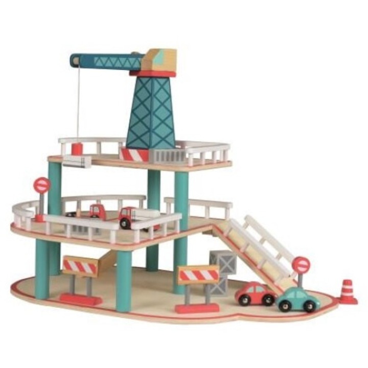 Garaj cu macara si vehicule - set interactiv