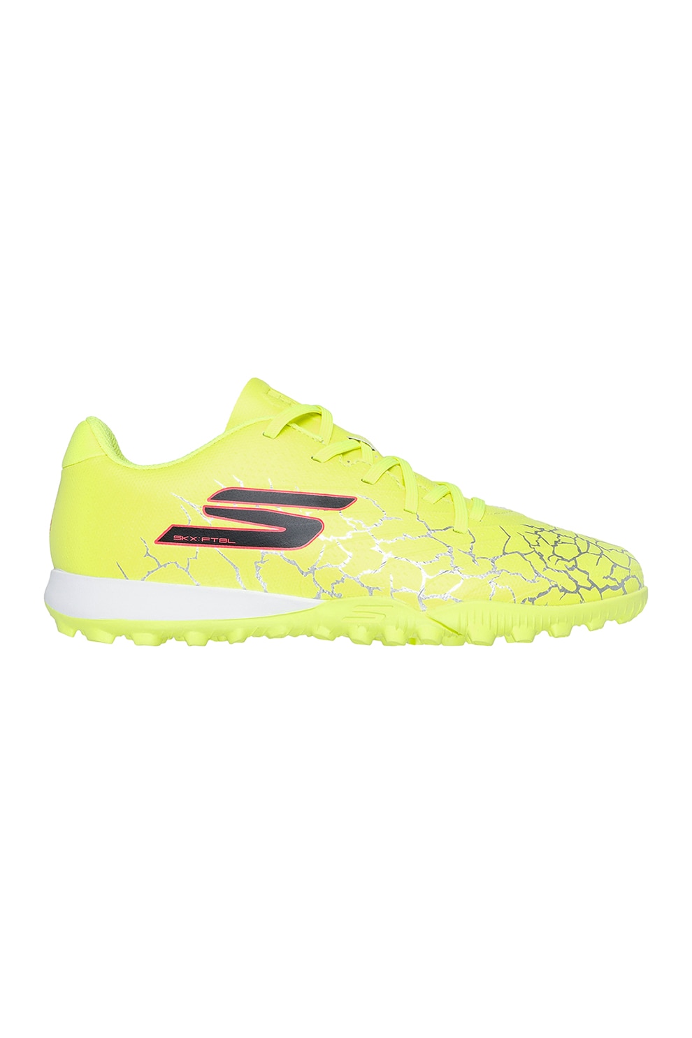 Skechers, Pantofi din piele ecologica, pentru fotbal Skx, Galben neon, 34 EU