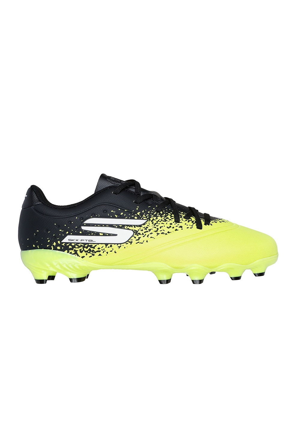 Skechers, Pantofi din piele ecologica, pentru fotbal Razor 1.5, Negru, Galben neon, 30 EU