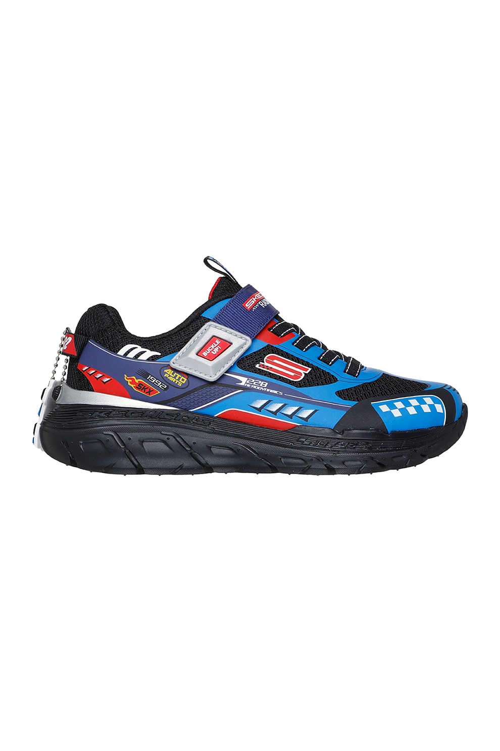 Skechers, Pantofi sport cu velcro Skech Tracks, Negru, Albastru, 34 EU