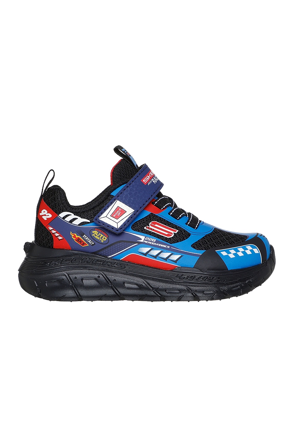 Skechers, Pantofi sport cu velcro Skech Tracks, Negru, Albastru, 21 EU