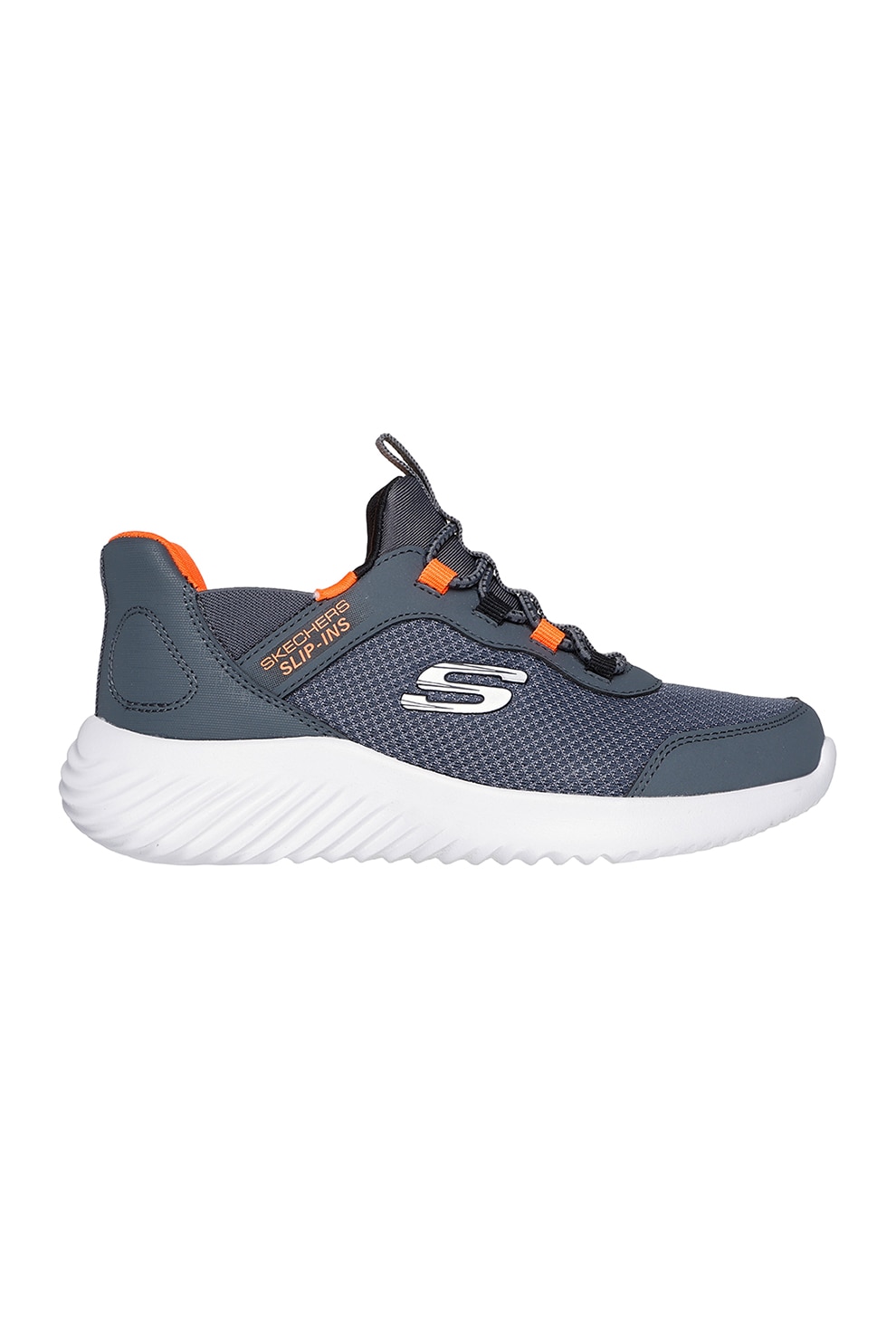 Skechers, Pantofi sport slip-ins cu logo Bounder, Portocaliu, Gri carbune, 30 EU