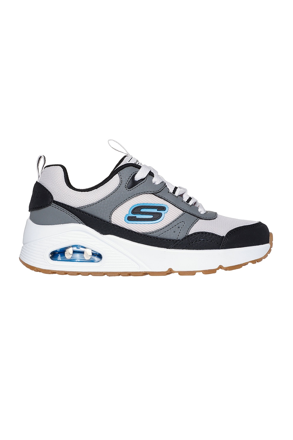 ノスタルジー33 Skechers, Pantofi sport Uno Retro Groove, Alb, Negru, Gri inchis
