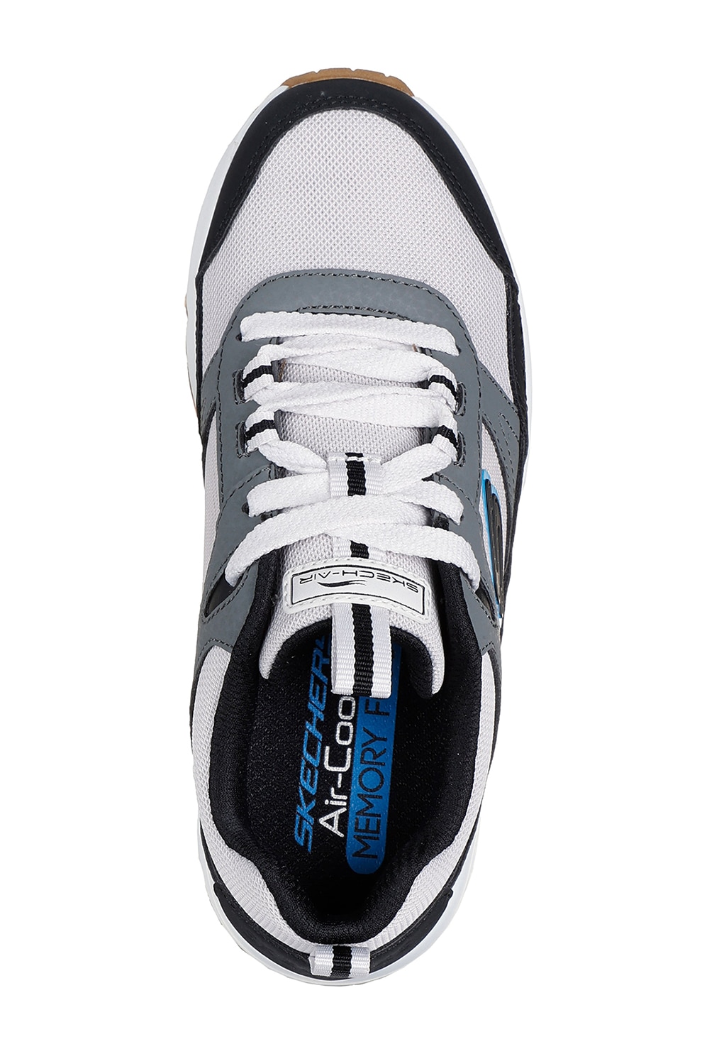 Skechers, Pantofi sport Uno Retro Groove, Alb, Negru, Gri inchis