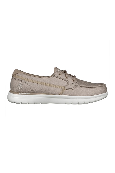 Skechers, Мокасини On The Go Flex от еко кожа, Светло бежово