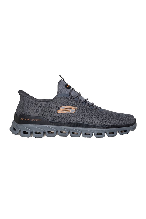 Skechers, Pantofi sport slip-ins din material textil Glide-Step Noxus, Gri carbune