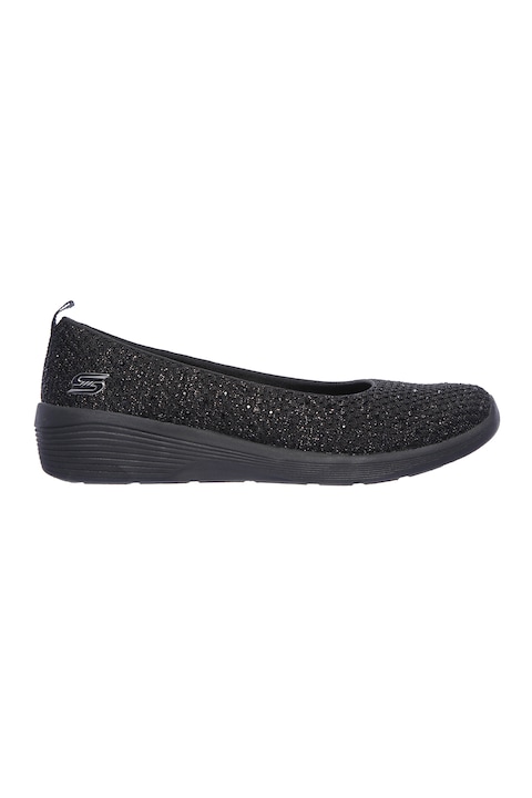 Skechers, Текстилни пантофки Arya с брокат, Черен