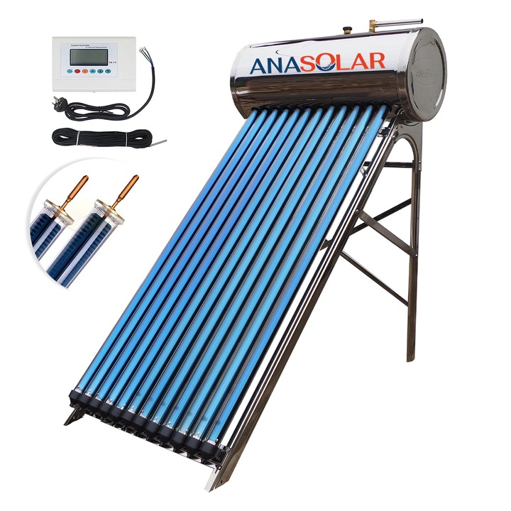 Panou solar presurizat 120 litri, pentru apa calda, cu Controler, heat-pipe, patru anotimpuri, AnaSolar