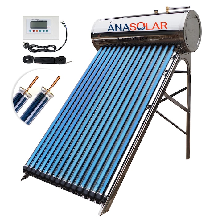 Panou solar presurizat 150 litri, pentru apa calda, cu Controler, heat-pipe, patru anotimpuri, AnaSolar