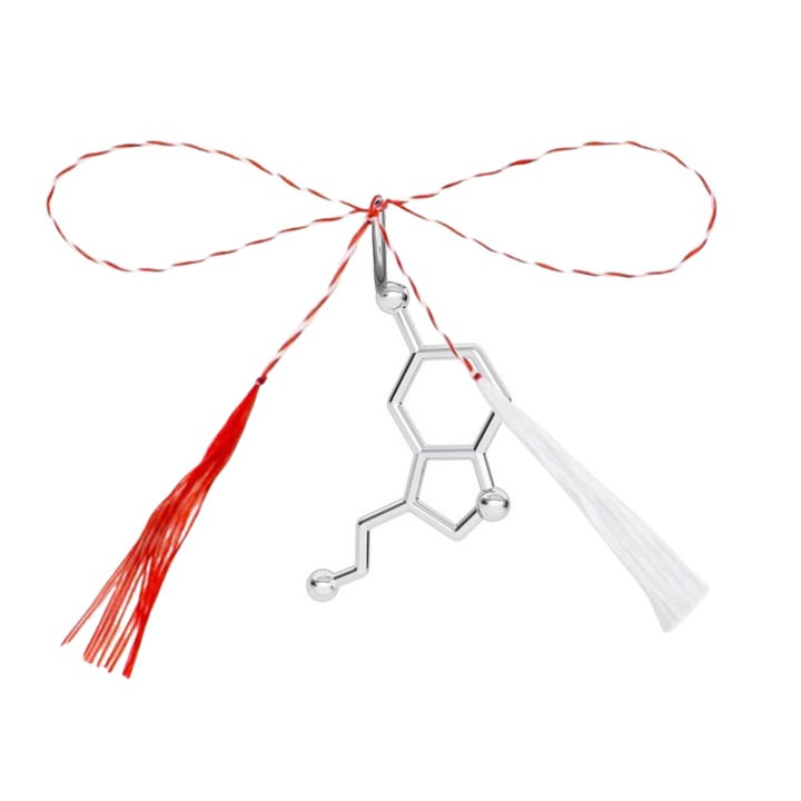 Pandantiv din argint, formula chimica serotonina