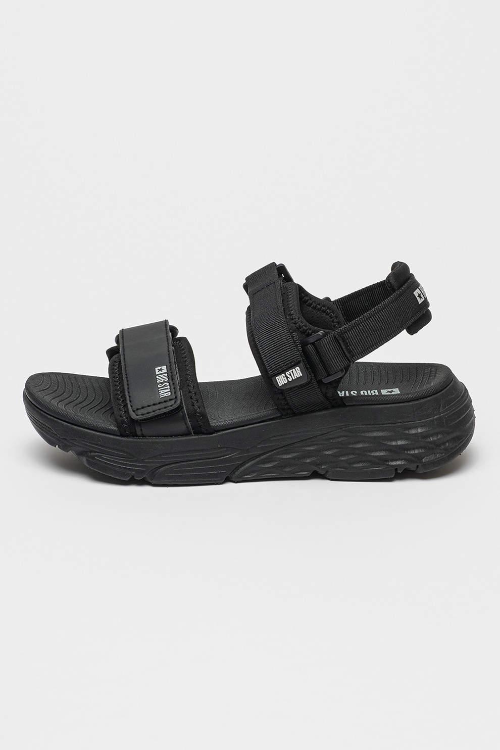 Big Star, Sandale wedge cu velcro, Negru, 39