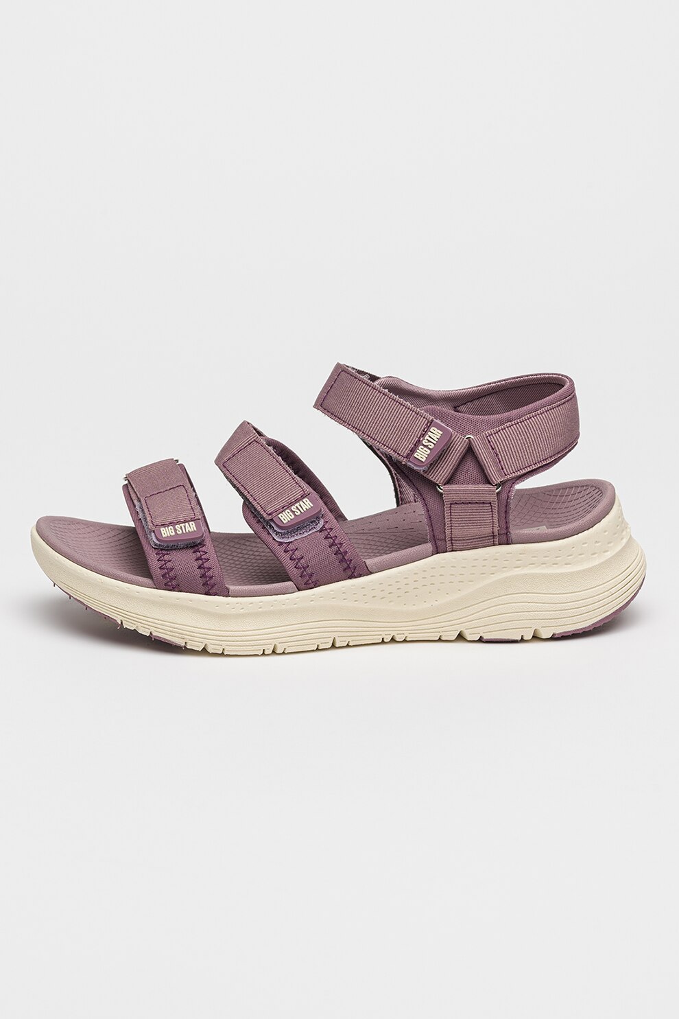 Big Star, Sandale wedge din material textil, Violet prafuit, 36