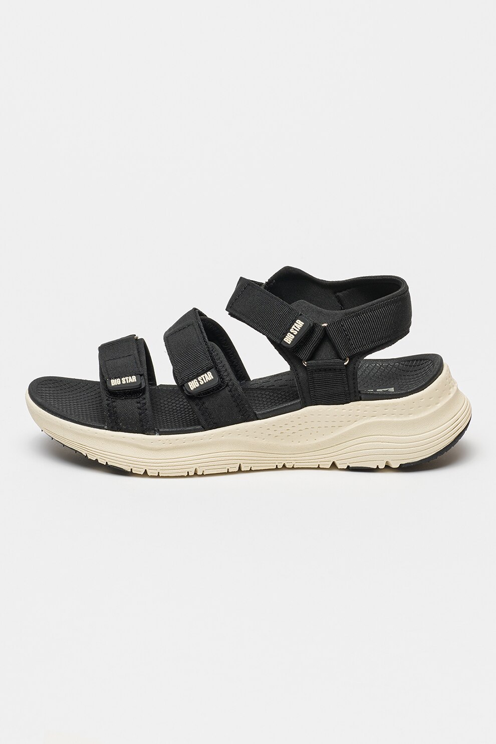 Big Star, Sandale wedge din material textil, Negru, 41