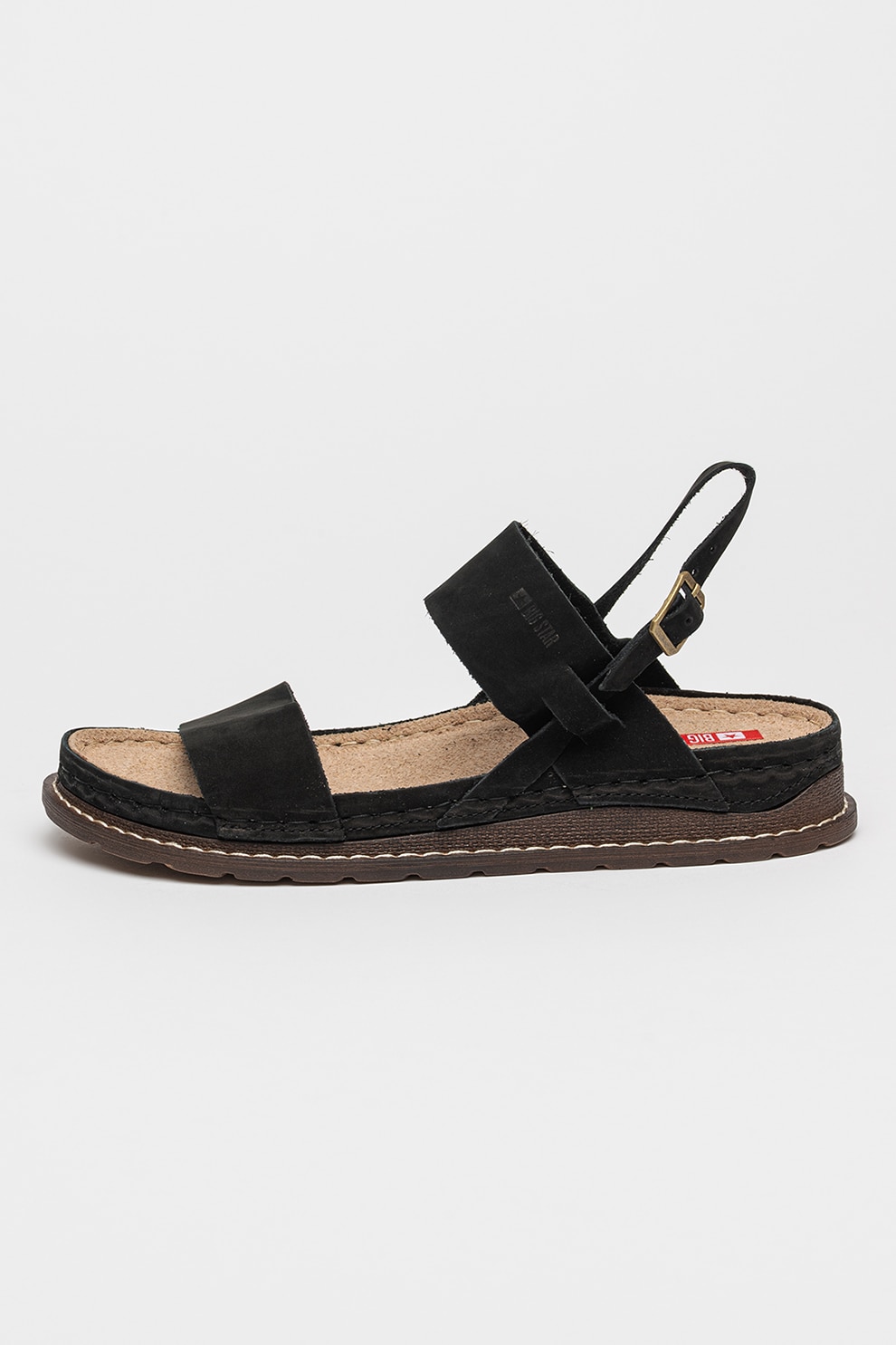 Big Star, Sandale slingback de piele intoarsa, Negru, 40
