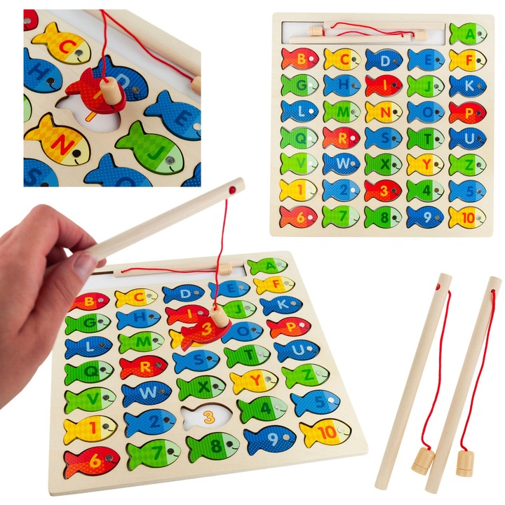 Joc educativ, Nan, set pescuit cu litere, 30x30x1cm, multicolor