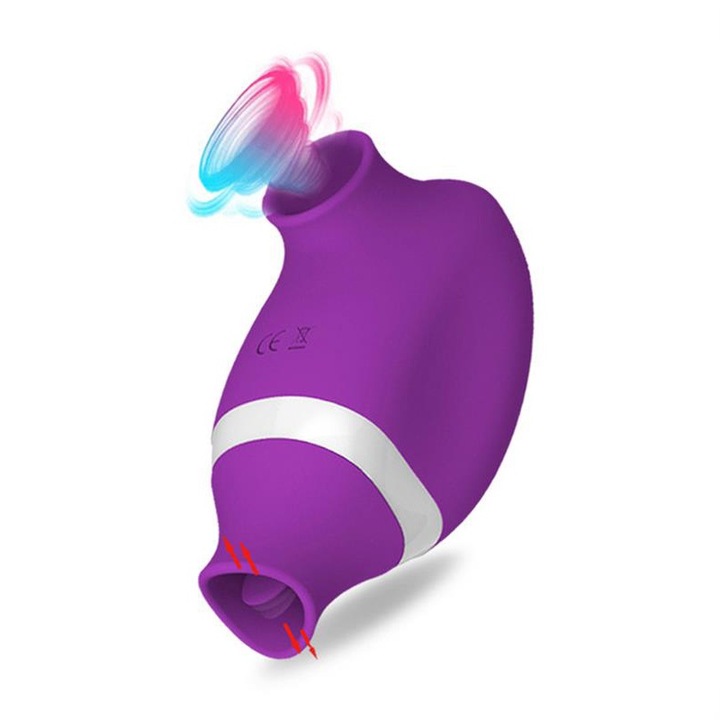 Vibrator clitoridian violet, 7 trepte de intensitate, 8.5x4cm, USB, rezistent la apa