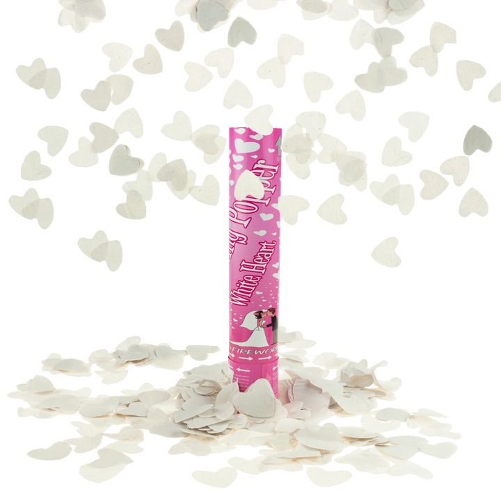 Светеща тръба с конфети, Лука, бяла, комплект за парти