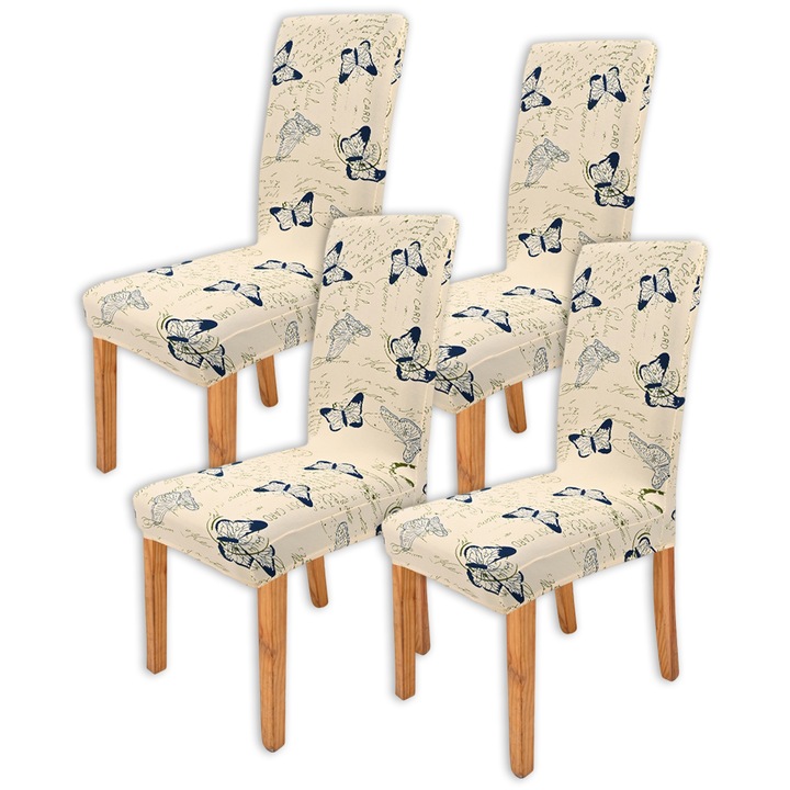 Калъфи за трапезни столове, Enforose, комплект 4 бр., разтегливи, устойчиви на петна, многоцветни