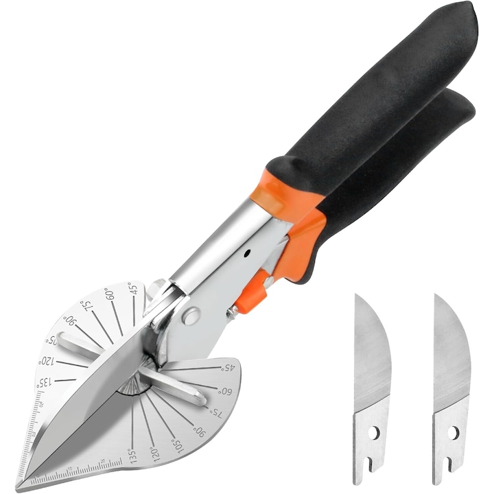 Foarfece unghiulare multifunctionale Wacorresi, inox, reglabil 45-135 grade, negru/portocală, cu mâner ergonomic