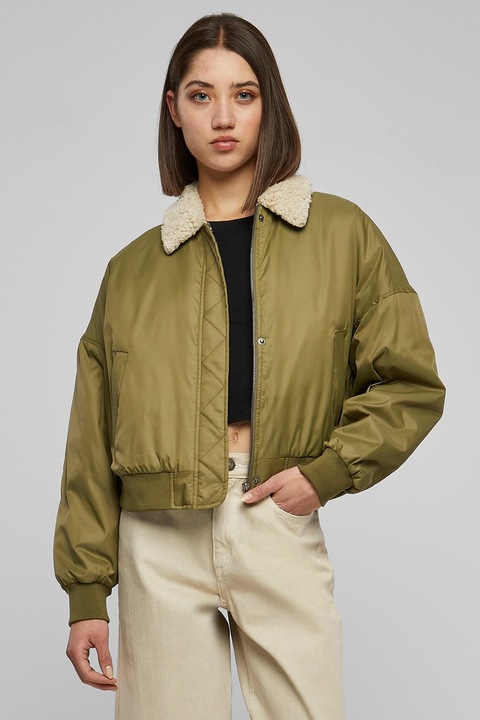 Urban Classics, Jacheta regular-fit cu fermoar, Verde masliniu