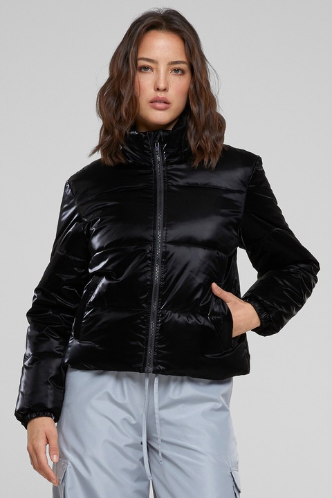 Urban Classics, Geaca regular-fit cu fermoar, Negru