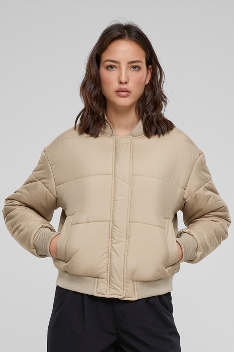Urban Classics, Jacheta bomber cu buzunare laterale, Maro nisip