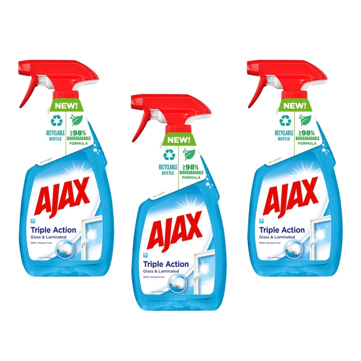 Pachet Solutie curatat geamuri Ajax Optimal7 Multi Action 500ml X3