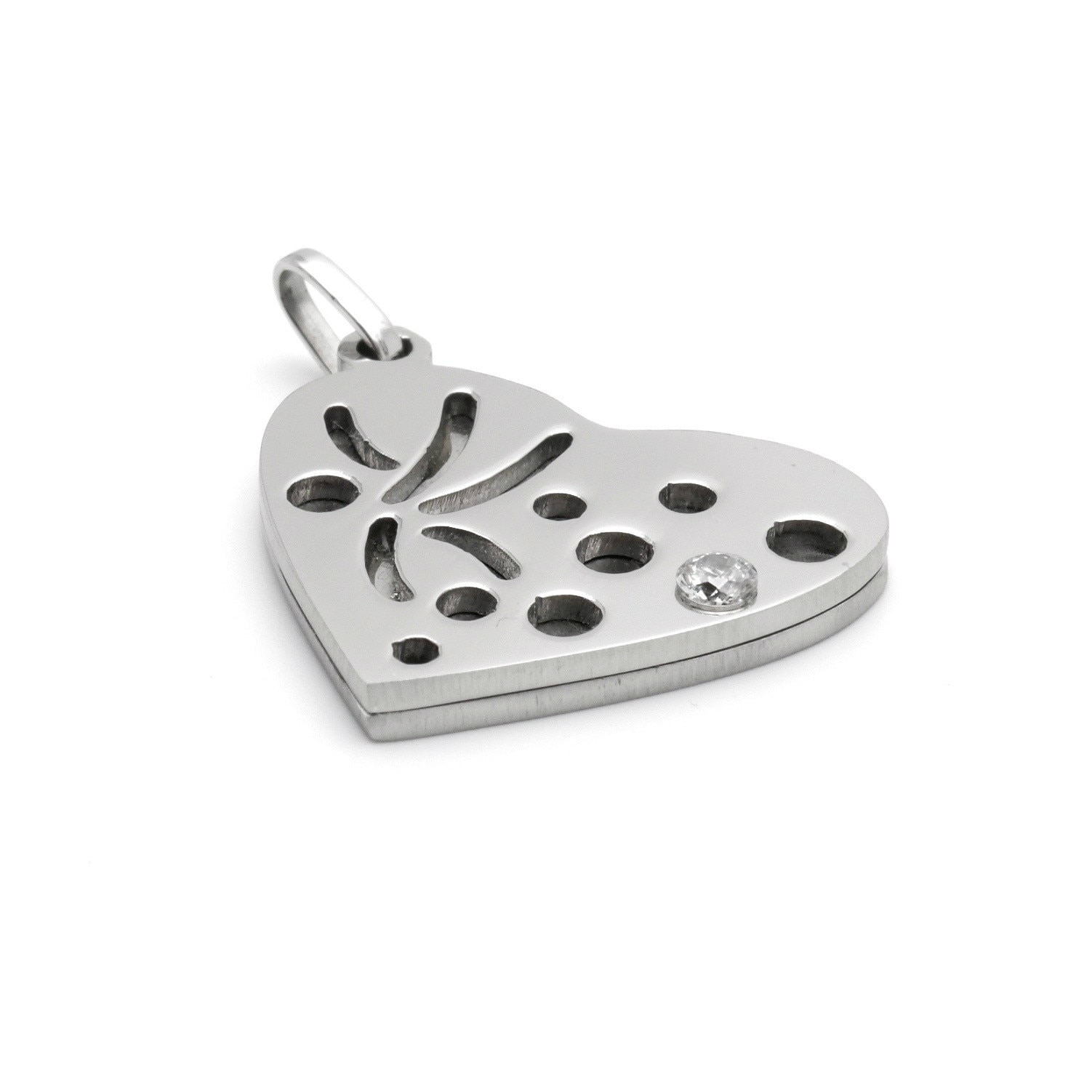 Pandantiv inox Luxor Gioielli in forma de inima cu zirconiu alb