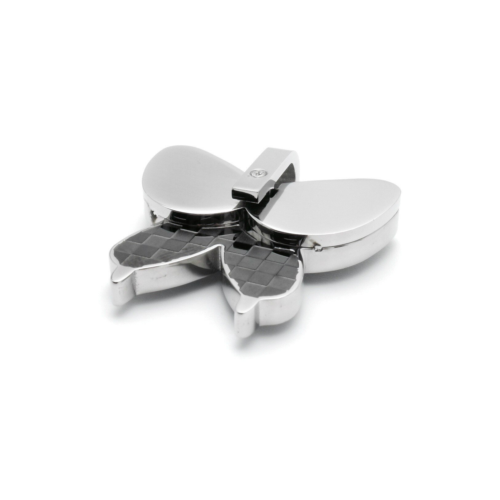 Pandantiv inox Luxor Gioielli in forma de fluture cu zirconiu alb si insertii de carbon