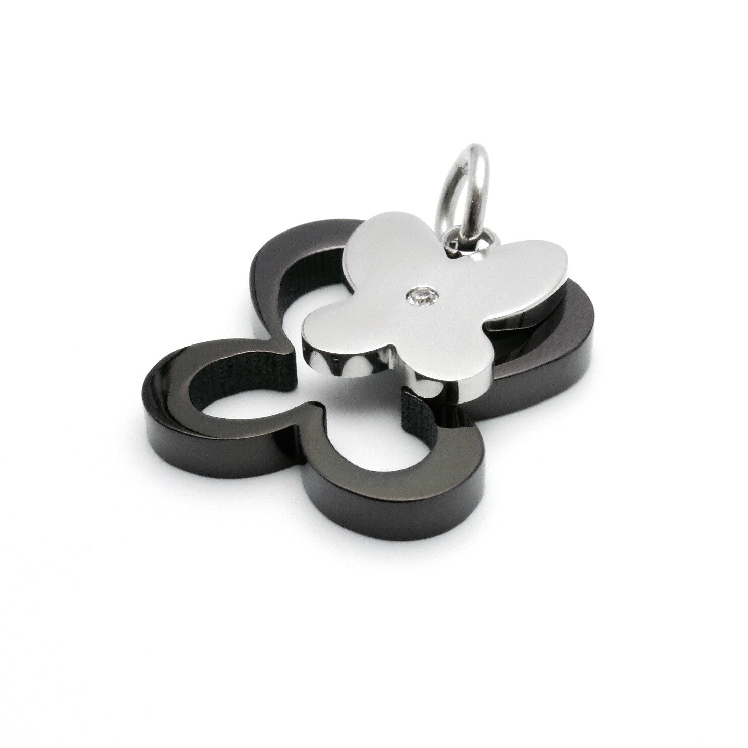 Pandantiv inox Luxor Gioielli in forma de fluture cu zirconiu alb
