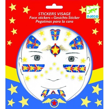 Set stickere pentru fata copii, super eroi, Djeco Set stickere pentru fata copii, super eroi, Djeco