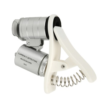 Mini Microscop universala 60X cu LED-uri UV si clip prindere Smartphone Mini Microscop universala 60X cu LED-uri UV si clip prindere Smartphone