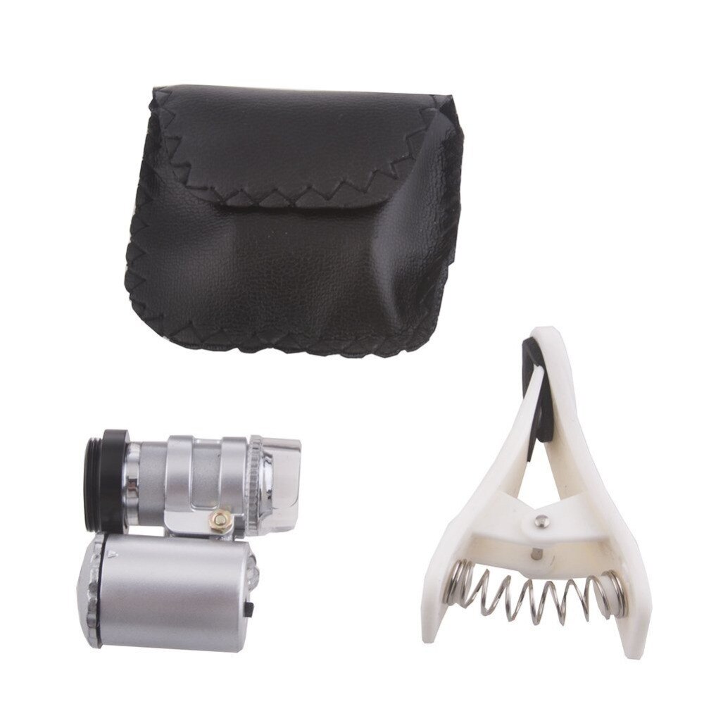 Lentila microscop universala 60X cu LED-uri UV si clip prindere ptr smartphone sau tableta - Phuture®