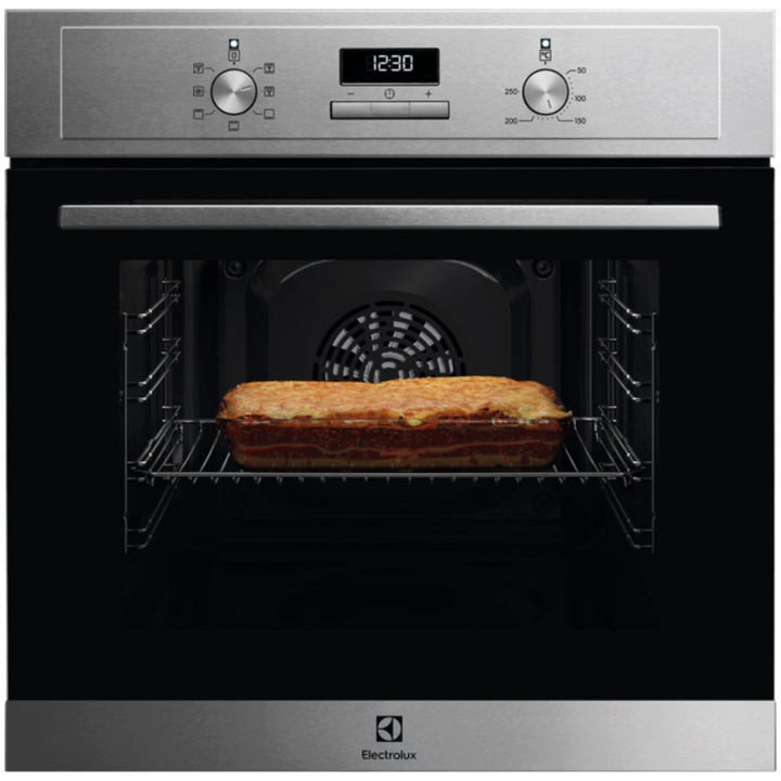 Фурна за вграждане Electrolux EOH3H40BX, Електрическа, 65 л, Грил, Таймер с електронен дисплей, Клас А, Неръждаваема стомана против пръстови отпечатъци