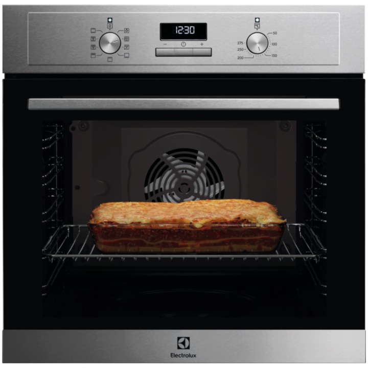 Electrolux EOF3F70X beépíthető sütő, Elektromos, 72l, Katalitikus öntisztítás, SurroundCook, Időzítő elektronikus kijelzővel, Grill, A energiaosztály, Ujjlenyomatmentes rozsdamentes acél
