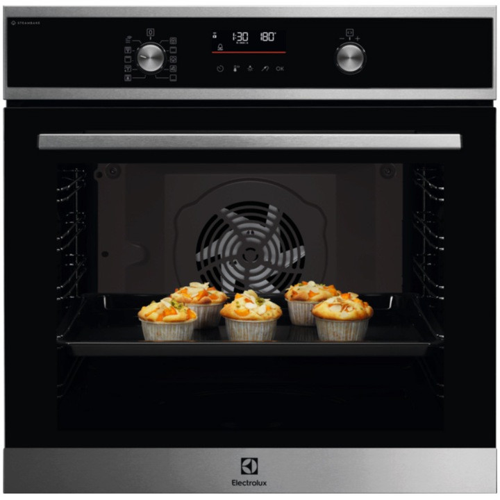 Фурна за вграждане Electrolux EOD6F77WX, Електрическа, 72 л, Каталитично самопочистване, SteamBake, Wi-Fi, Сензор за готвене, Таймер с електронен дисплей, Грил, Клас А, Inox