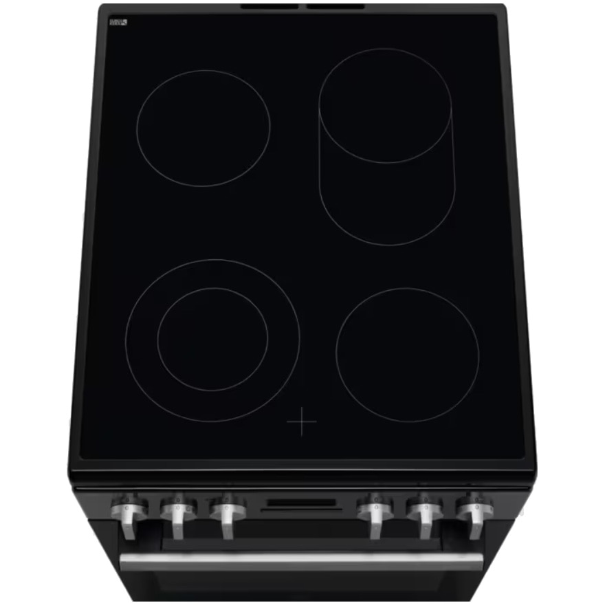 Aragaz Electrolux LKR564275K, Vitroceramica, 4 zone de gatit, SteamBake, Timer cu display electronic, Autocuratare catalitica, Iluminare cuptor, Grill, Clasa A, 50 cm, Negru