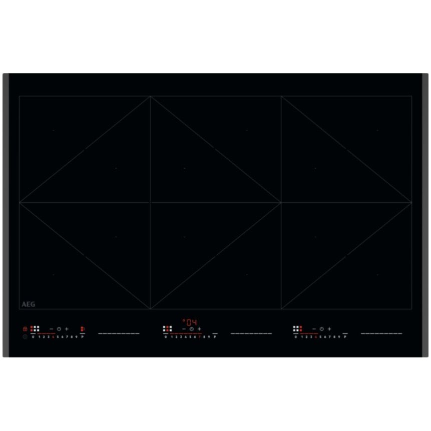 Plita incorporabila AEG NIR86T08FB, Inductie, 5 zone de gatit, Booster, Conectivitate hota, Timer electronic, Blocare de siguranta pentru copii, 78 cm, Negru