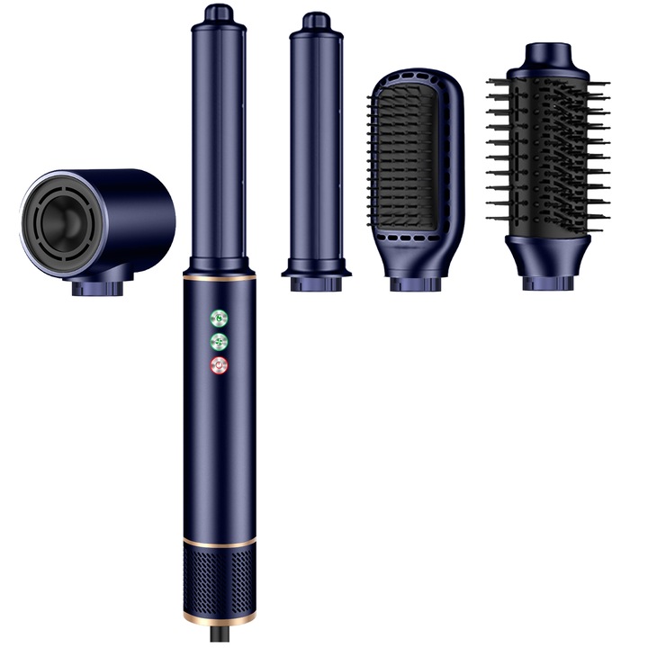 5 az 1-ben Professzionális Air Styler hajszárító, többfunkciós, gyorsan száradó, automatikus göndörítő, kiegyenesítő és térfogatnövelő nagy sebességű kefe nélküli motorral és intelligens hőszabályozással, 110 000 ford./perc