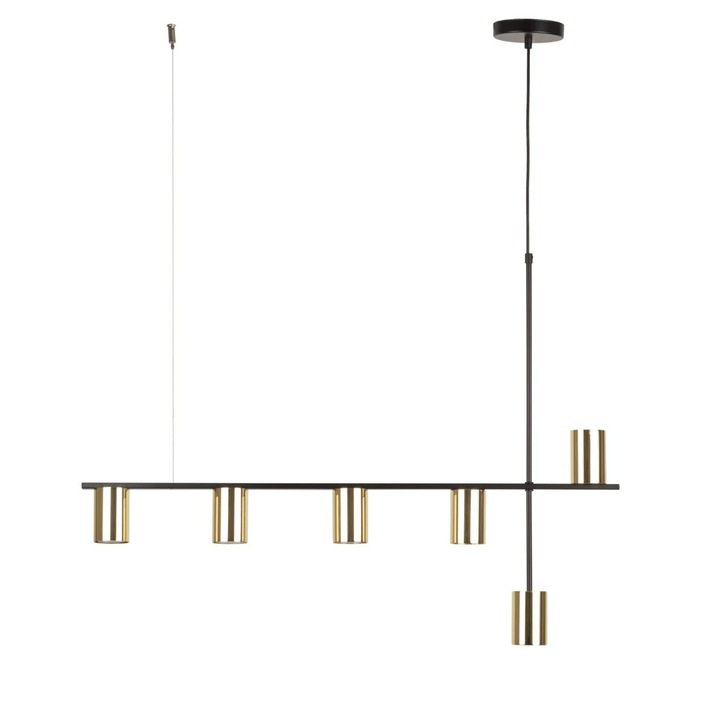 Lampa suspendata VENDO VI, negru/auriu, 6*GU10, lungime 90 cm - SIGMA