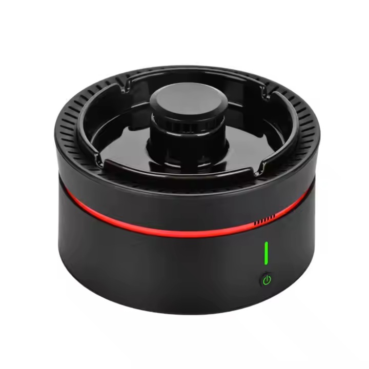 Електрически пепелник, интелигентен модел с 360° изсмукване на дим, HEPA филтър, 3 скорости, сензор за качество на въздуха, йонизация, тиха работа, черен цвят