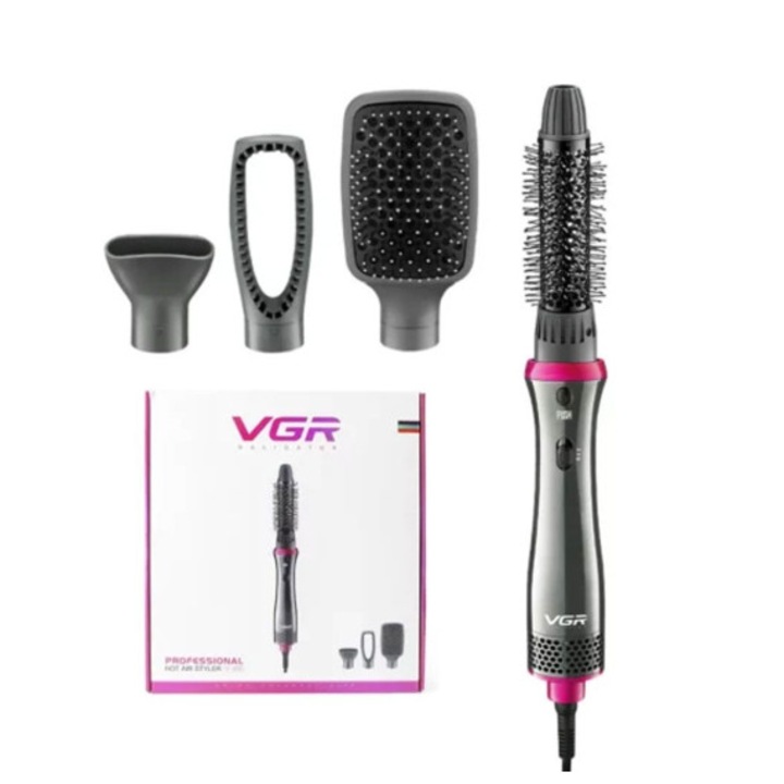 Комплект за стилизиране на коса, 4 в 1, VGR V-408, 1000W, 4 приставки, Сив