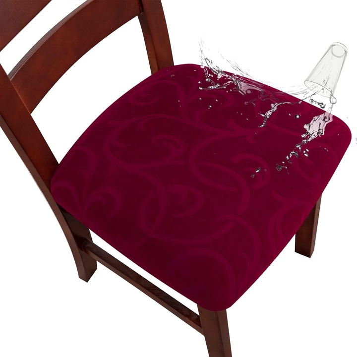 Калъфи за столове, Enforose, комплект от 6 броя, водоустойчиви, миещи се, модел цветя