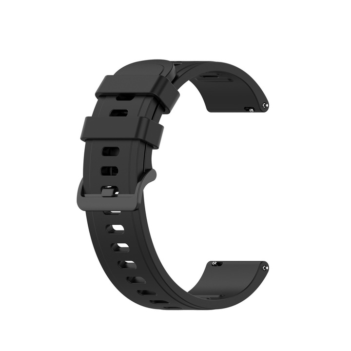 Curea silicon compatibil Garmin Venu SQ, latime curea 20mm, negru, eR D L