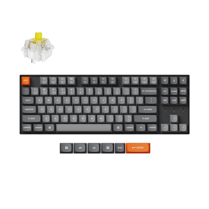 Механична клавиатура Keychron K8 Max QMK, кабел, Bluetooth, 2.4Ghz, безжична, бял светодиод, Keychron Super Banana K8M-A4